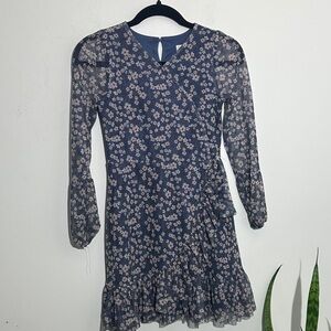 Charming Floral Kids Dress with Sheer Sleeves
